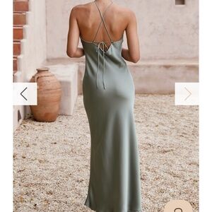 NWT Sage Green High Neck Satin Dress